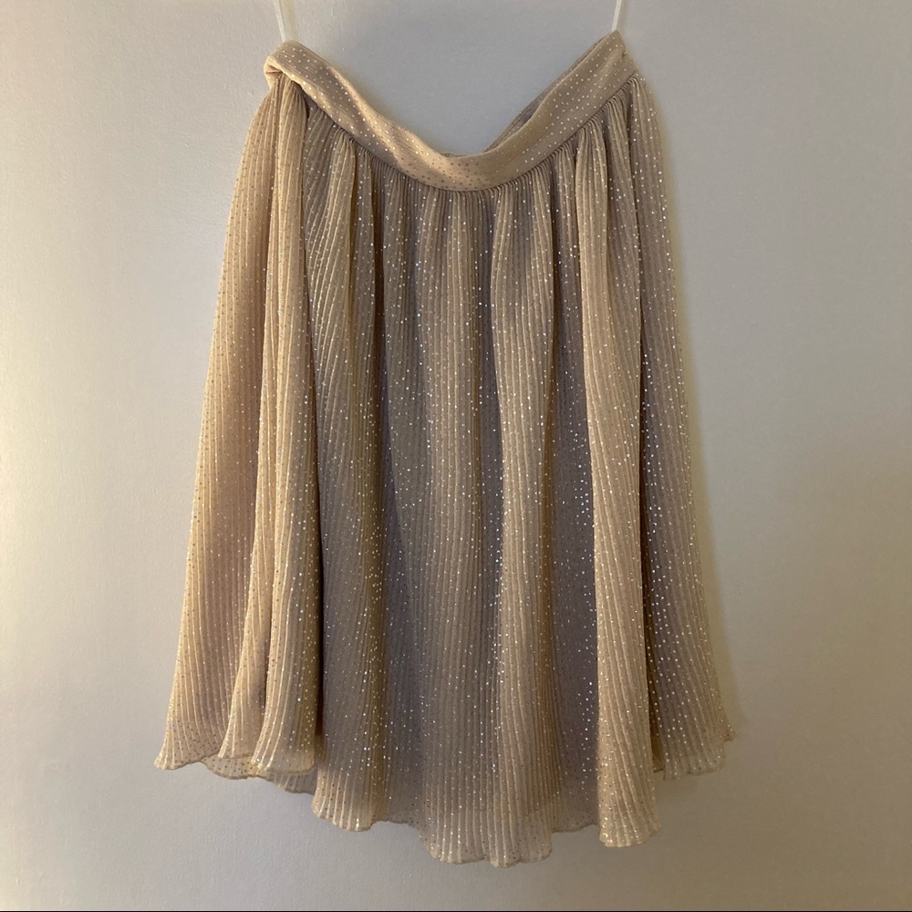 Nude H&M skirt with silver polka dots